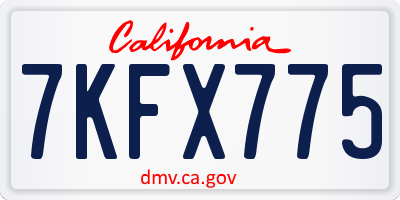 CA license plate 7KFX775