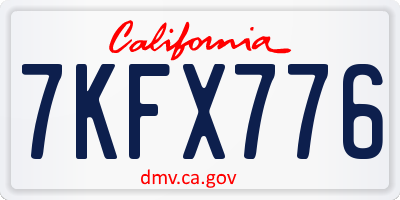 CA license plate 7KFX776