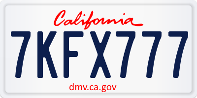 CA license plate 7KFX777