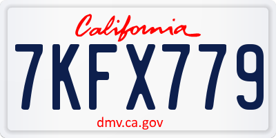 CA license plate 7KFX779