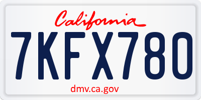 CA license plate 7KFX780