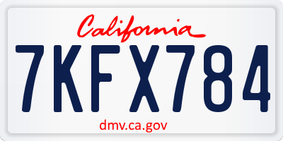 CA license plate 7KFX784