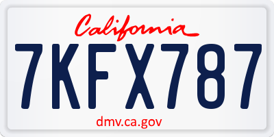 CA license plate 7KFX787