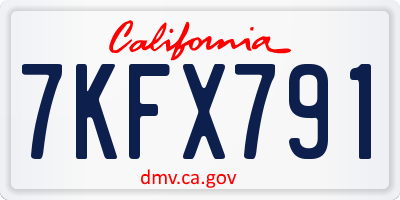 CA license plate 7KFX791
