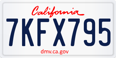 CA license plate 7KFX795