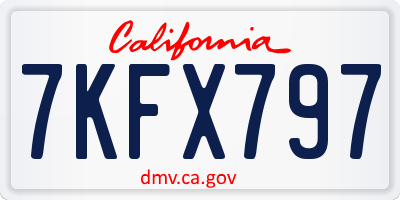 CA license plate 7KFX797