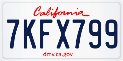 CA license plate 7KFX799