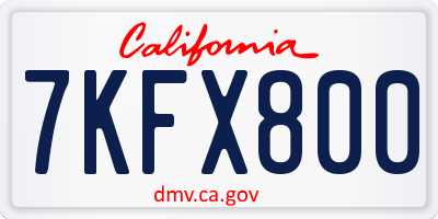 CA license plate 7KFX800