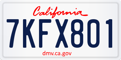 CA license plate 7KFX801