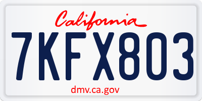CA license plate 7KFX803