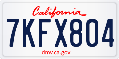 CA license plate 7KFX804