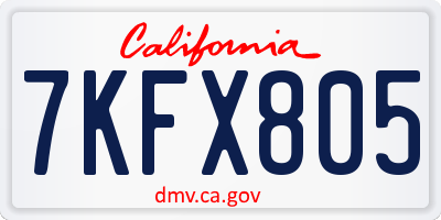 CA license plate 7KFX805