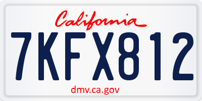 CA license plate 7KFX812