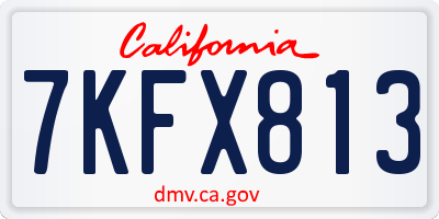 CA license plate 7KFX813
