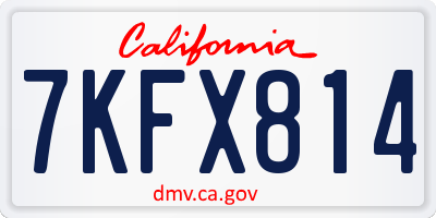 CA license plate 7KFX814