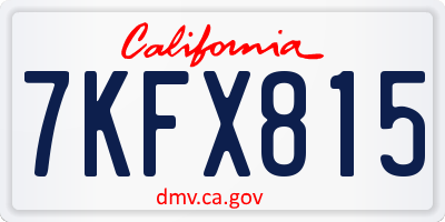 CA license plate 7KFX815