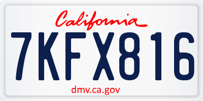 CA license plate 7KFX816