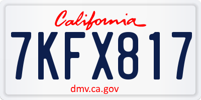 CA license plate 7KFX817