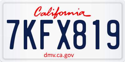 CA license plate 7KFX819