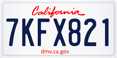 CA license plate 7KFX821