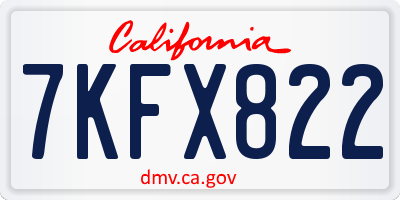 CA license plate 7KFX822