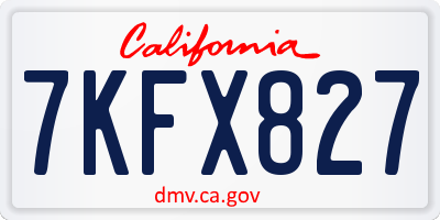 CA license plate 7KFX827