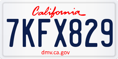 CA license plate 7KFX829