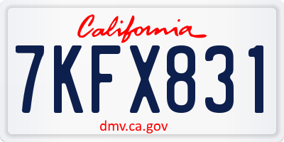 CA license plate 7KFX831