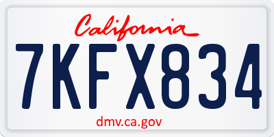 CA license plate 7KFX834