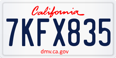CA license plate 7KFX835