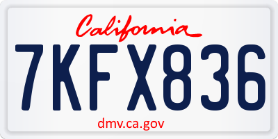 CA license plate 7KFX836