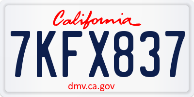 CA license plate 7KFX837