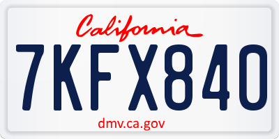 CA license plate 7KFX840
