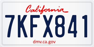 CA license plate 7KFX841