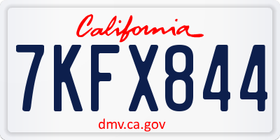 CA license plate 7KFX844