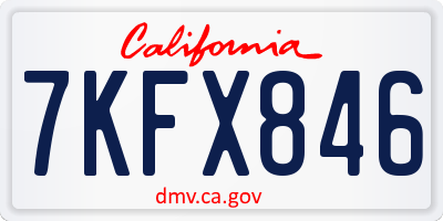 CA license plate 7KFX846