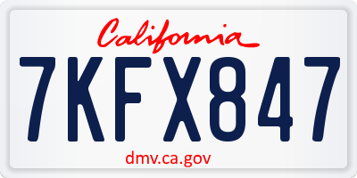 CA license plate 7KFX847