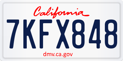 CA license plate 7KFX848