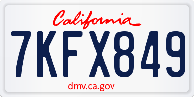 CA license plate 7KFX849