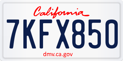 CA license plate 7KFX850