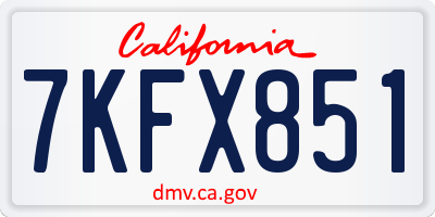 CA license plate 7KFX851