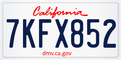 CA license plate 7KFX852