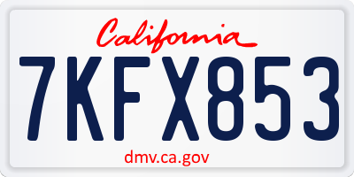 CA license plate 7KFX853
