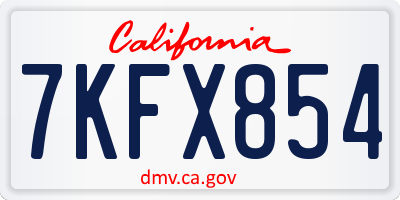 CA license plate 7KFX854