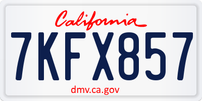 CA license plate 7KFX857