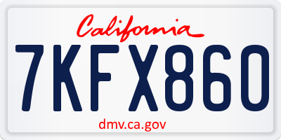CA license plate 7KFX860