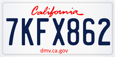 CA license plate 7KFX862