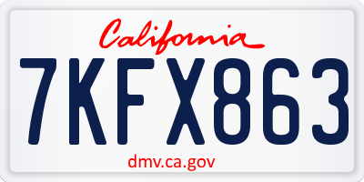 CA license plate 7KFX863