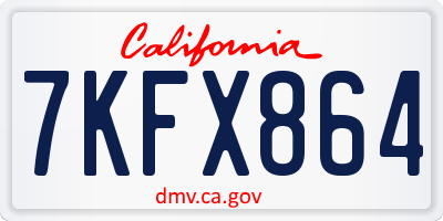 CA license plate 7KFX864