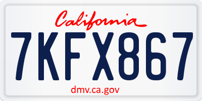 CA license plate 7KFX867